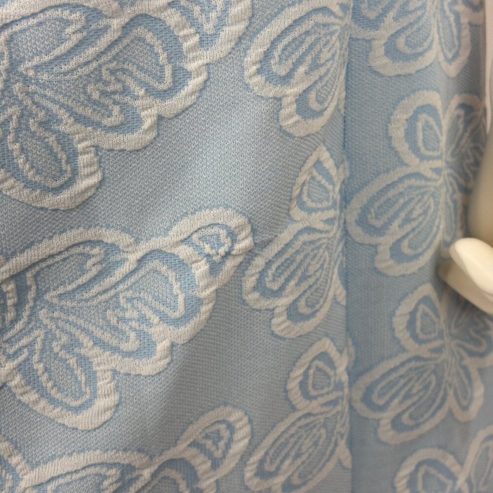 Vintage 60s Sheath Dress Womens Small Ice Blue Patterned Polyester Knee Length - Picture 10 of 11